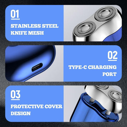 Dual-Head Mini Electric Shaver for Men Razor USB Rechargeable Home Travel