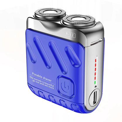 Men Mini Electric Shaver Dual Head Waterproof Type-C Rechargeable Shaver Travel Rotary Razor Portable Hair Beard Trimmer Tool