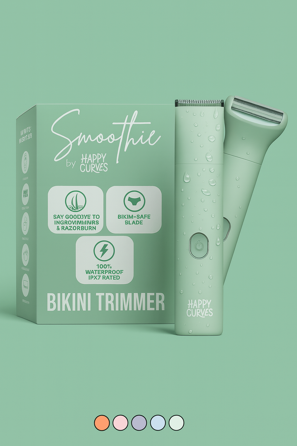 Smoothie Bikini Trimmer, Waterproof Electric Shaving Razor for Women (Mint)