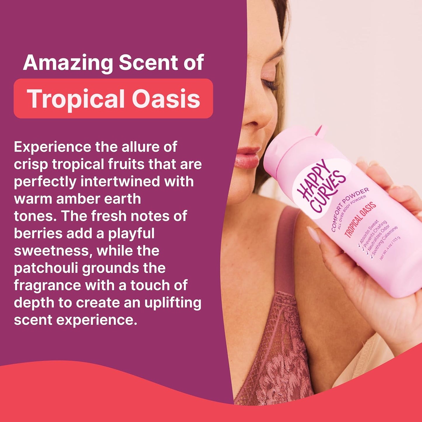 Comfort Powder: Talc Free anti Chafe Body & Foot Dusting Powder Deodorant to Control Inner Thigh Chafing, Private Areas, and All over Body for Women 4 Oz. (1 Pack, Tropical Oasis)
