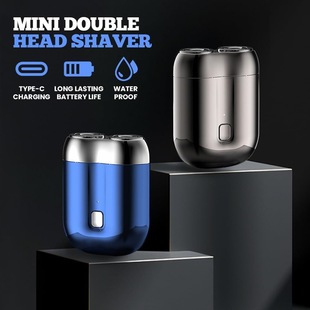 Dual-Head Mini Electric Shaver for Men Razor USB Rechargeable Home Travel